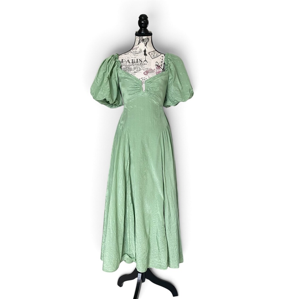 Abercrombie & Fitch Hardware Drama Puff Sleeve Maxi Dress Women